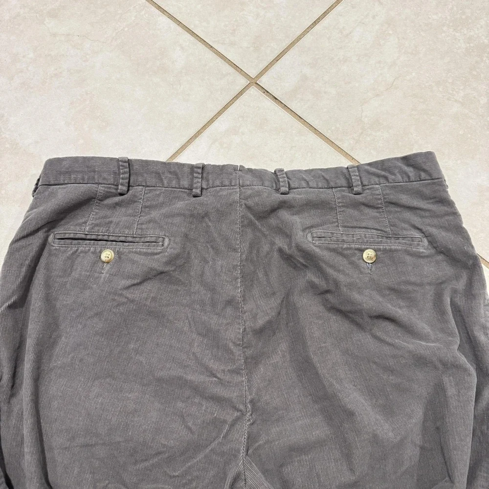 Peter Millar Pants Mens 38x35 Gray Corduroy Stretch Chino Pima Cotton Flat Front